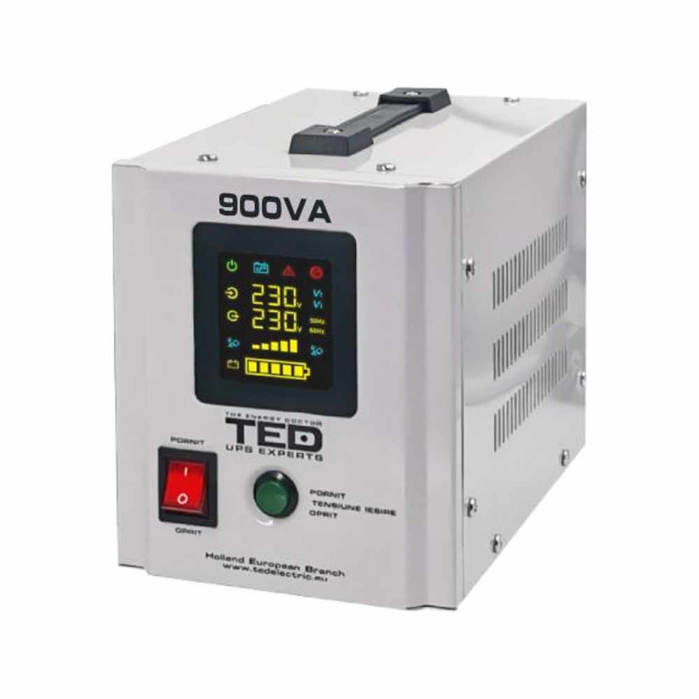UPS 900VA/500W runtime extins utilizeaza un acumulator (neinclus) TED UPS Expert TED000361