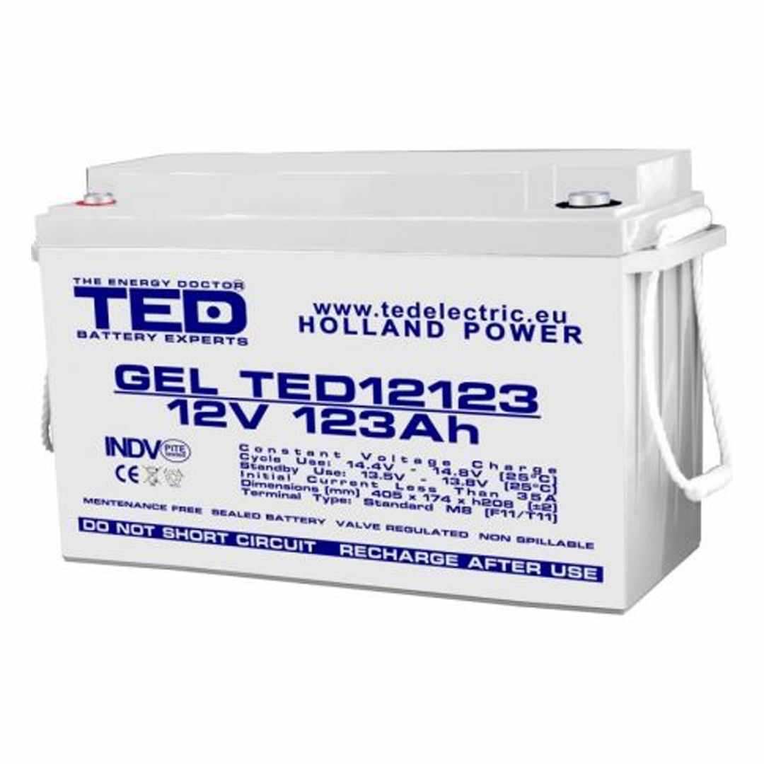 Acumulator AGM VRLA 12V 123A GEL Deep Cycle 405mm x 173mm x h 220mm F11 M8 TED Battery Expert Holland TED003508 (1)