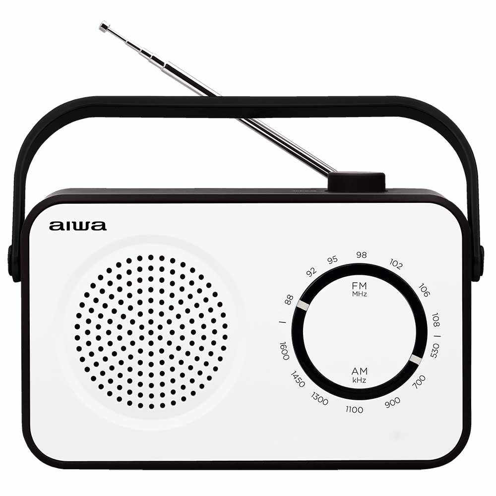 Radio portabil Aiwa R-190BW, FM, AUX, Alb/Negru