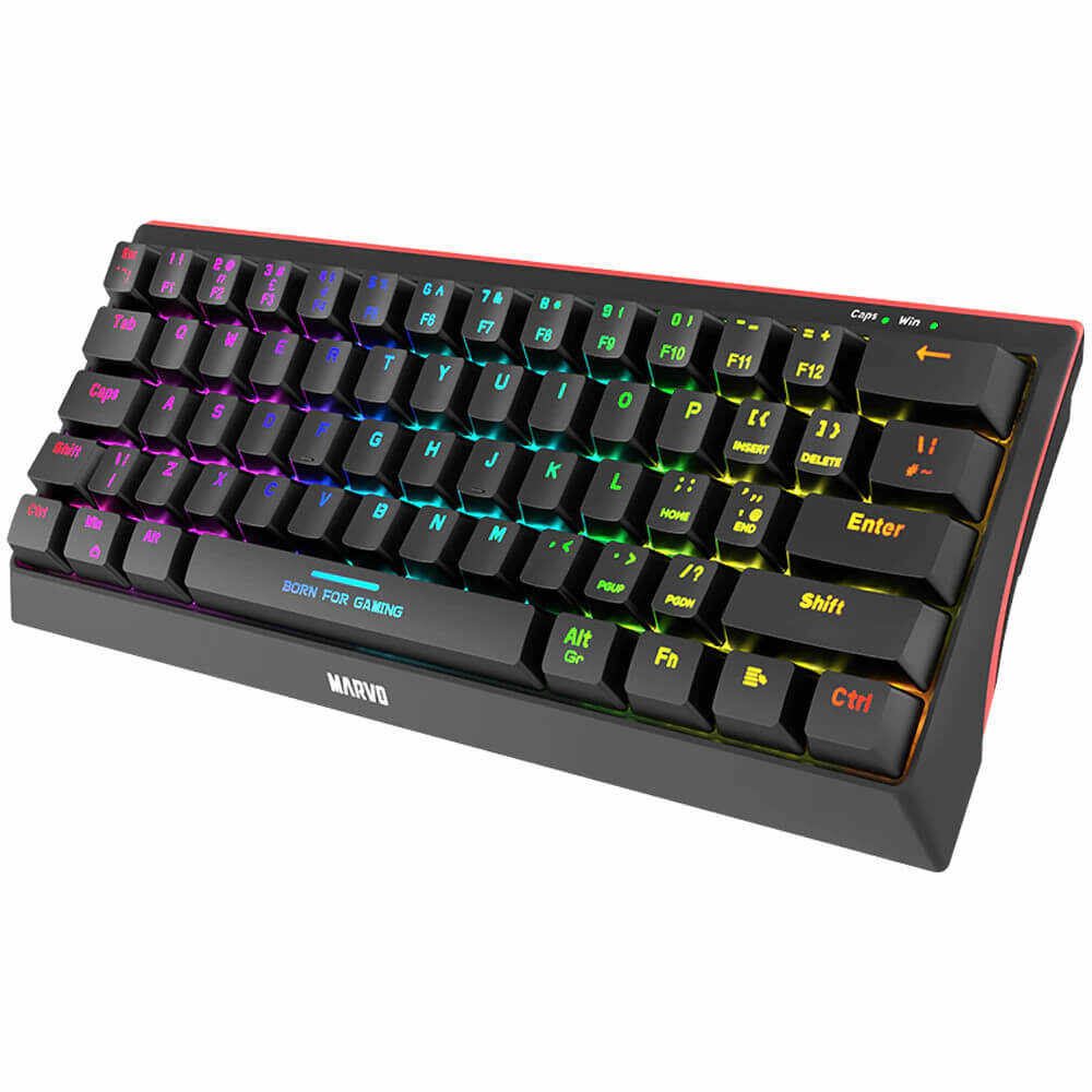 Tastatura gaming Marvo KG962, Iluminare Rainbow, Mecanica, Negru