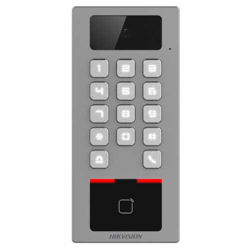 Terminal control acces si interfon cu tastatura si cititor card, rezolutie 2MP, Wi-Fi, RS485, Alarma - Hikvision - DS-K1T502DBWX-C