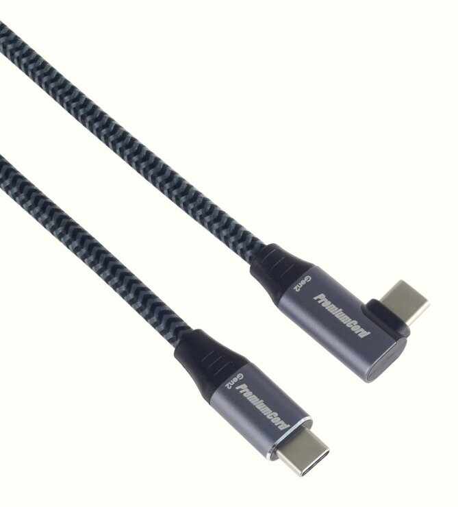 Cablu USB 3.2-C Gen 2 la USB type C unghi 90 grade T-T brodat 3m 100W, ku31cu3