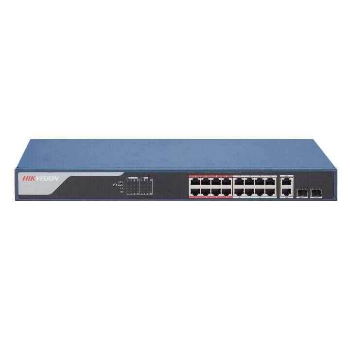 Switch cu 16 porturi PoE Hikvision DS-3E1318P-SI, 16.000 MAC, 100 Mpps, cu management