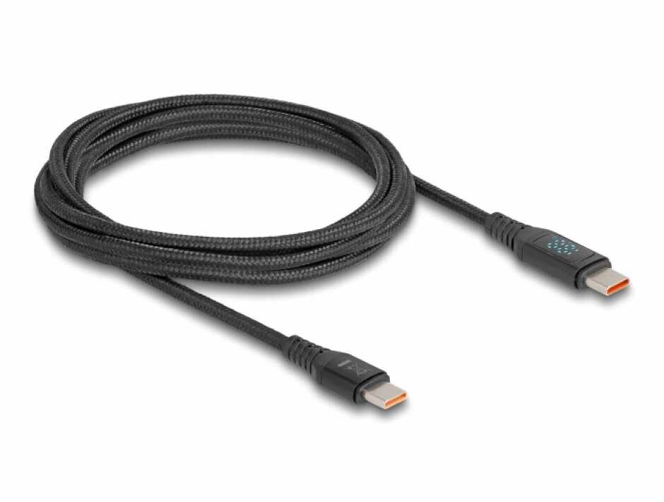 Cablu Fast charging USB 2.0 type C 140W cu indicator LED 1.2m, Delock 88136