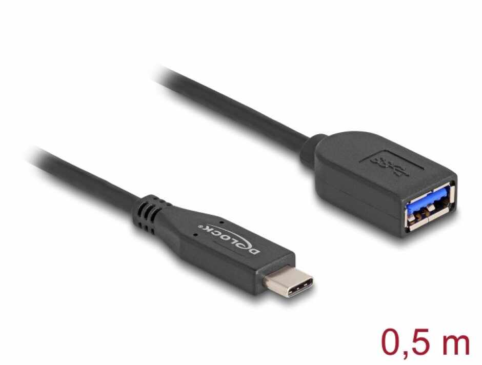 Cablu USB 3.2 type C la USB-A T-M coaxial 0.5m, Delock 60568
