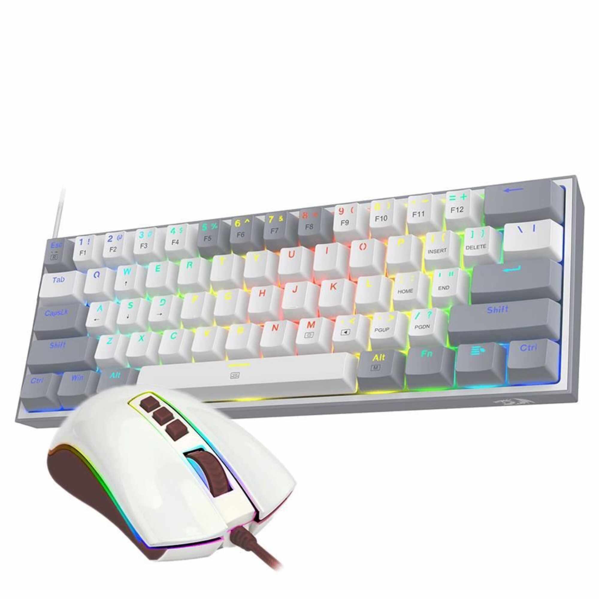 Kit Gaming Tastatura + Mouse Redragon Dinamic Duo, RGB, Alb