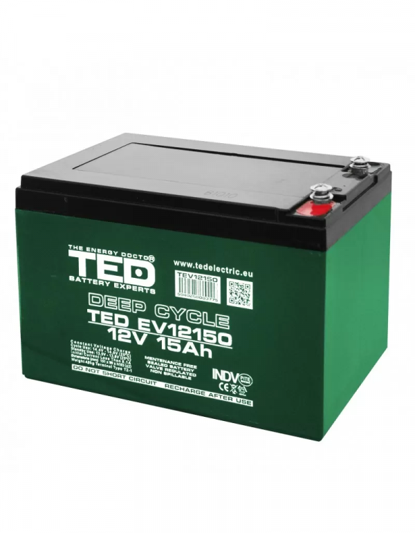 Acumulator AGM VRLA 12V 15A Deep Cycle 151mm x 98mm x h 95mm pentru vehicule electrice M5 TED Battery Expert Holland TED003775 (4)