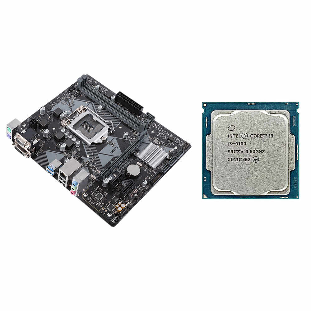 Placa de baza Second Hand Asus PRIME H310M-K, Socket 1151, mATX, Shield, Cooler + Procesor Intel Core i3-9100 3.60GHz, 6MB Cache