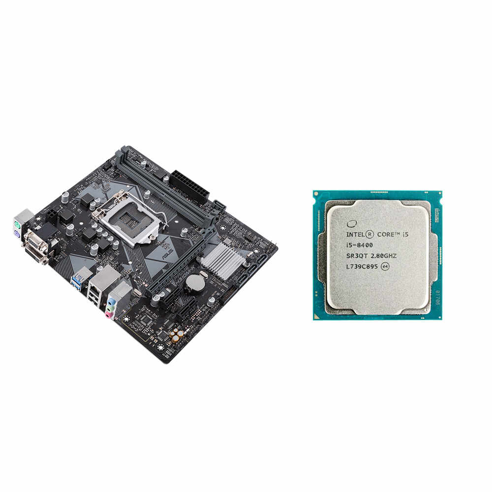 Placa de baza Second Hand Asus PRIME H310M-K, Socket 1151, mATX, Shield, Cooler + Procesor Intel Core i5-8400 2.80 - 4.00 GHz, 9 MB Cache