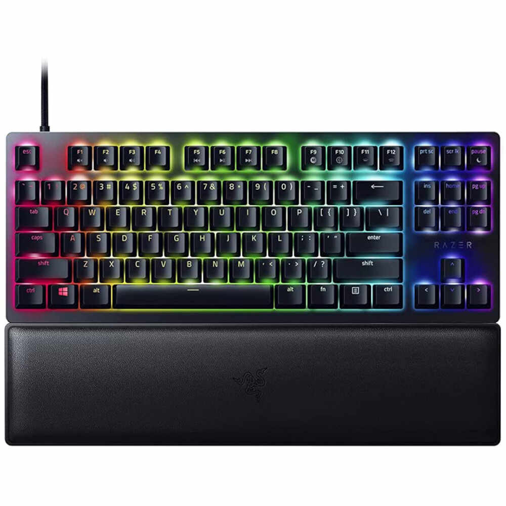 Tastatura gaming mecanica Razer Huntsman V2 Tenkeyless, Clicky Optical Switch Purple, Razer Chroma RGB, Layout US, Negru