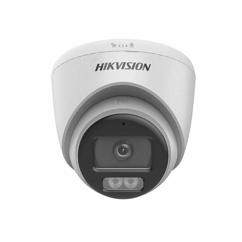 Camera supraveghere exterior ColorVu Hikvision DS-2CE72DF0T-LFS(2.8MM), Smart Hybrid cu LED alb si IR 40 m, 2 MP, 2.8 mm, microfon