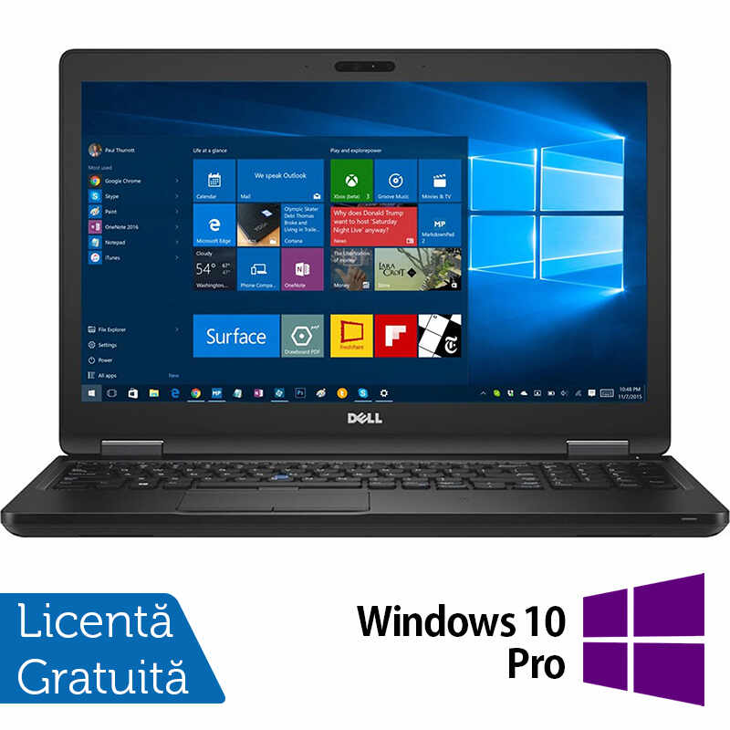 Laptop Refurbished Dell Latitude 5580, Intel Core i5-6440HQ 2.60 - 3.50GHz, 16GB DDR4, 512GB SSD, 15.6 Inch HD, Tastatura Numerica, Webcam + Windows 10 Pro