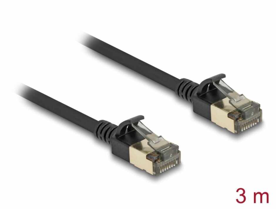 Cablu de retea RJ45 Cat.8.1 FTP Slim Pro 3m Negru, Delock 80341