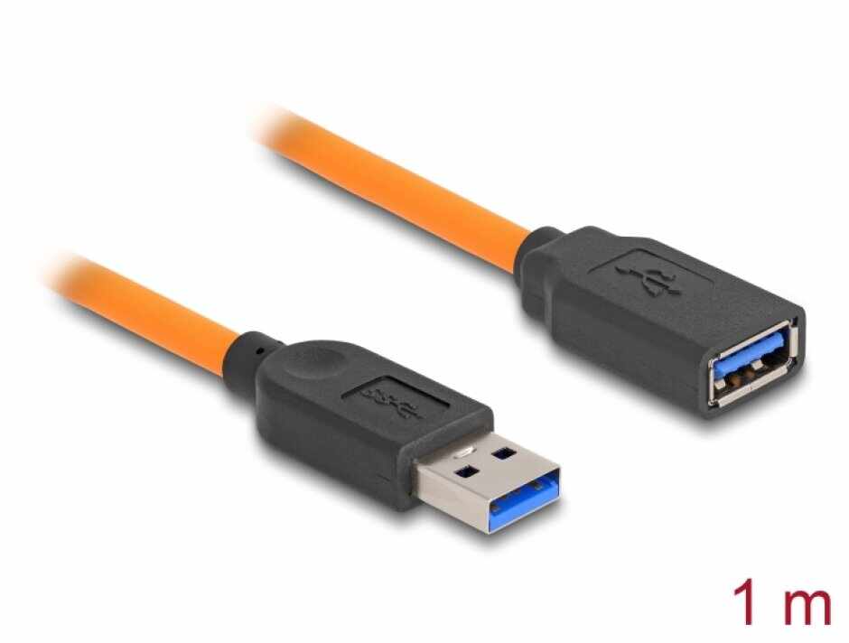 Cablu prelungitor USB 3.1-A pentru tethered shooting T-M 1m Orange, Delock 87963