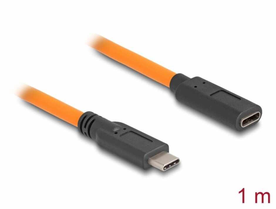 Cablu prelungitor USB 3.1 type C pentru tethered shooting T-m 1m Orange, Delock 87960