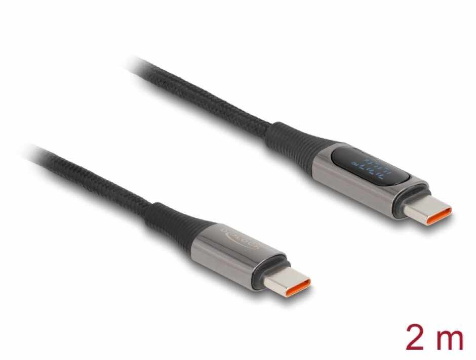 Cablu USB 2.0 type C la USB type C cu indicator LED T-T 2m, Delock 86809
