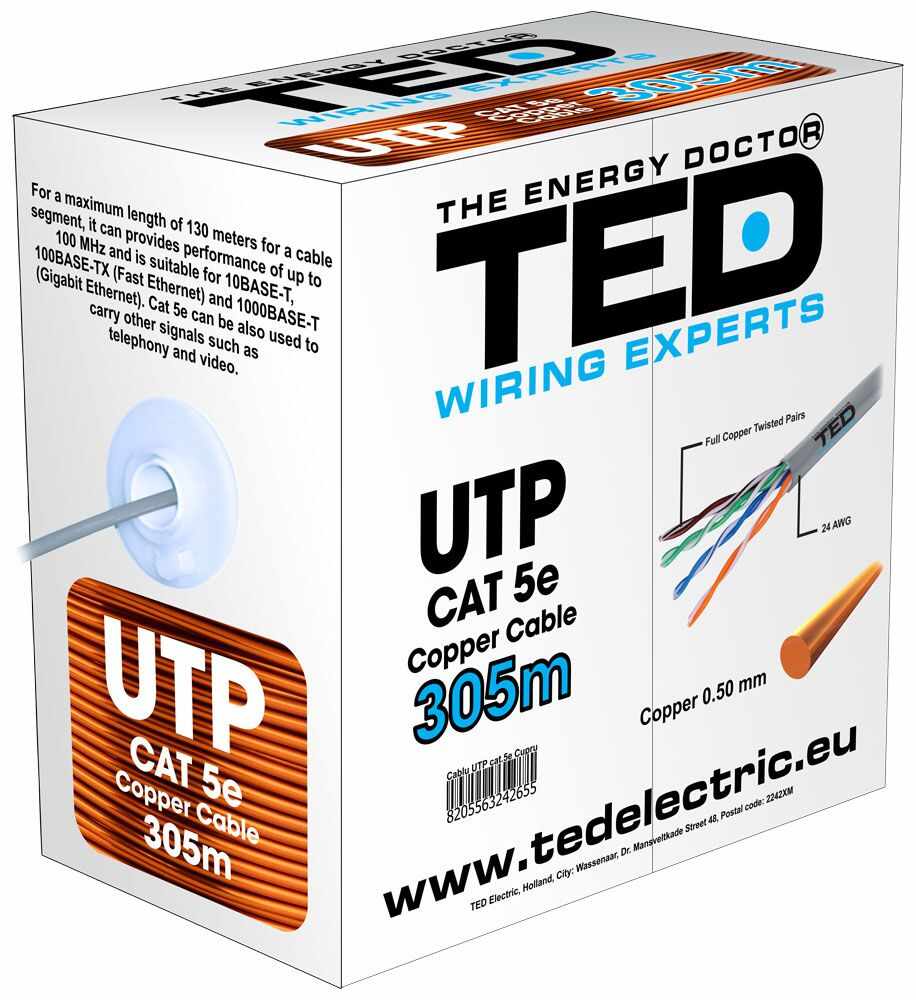 Cablu UTP cat.5e cupru integral rola 305ml TED Wire Expert TED002495