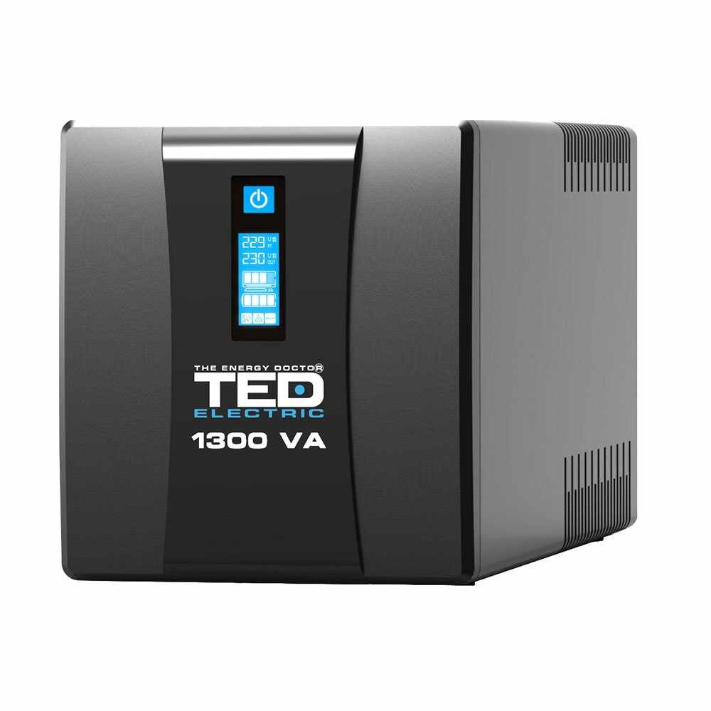 UPS cu 4 prize TED TED004635, 1300VA / 700W, LCD, cu stabilizator si management 