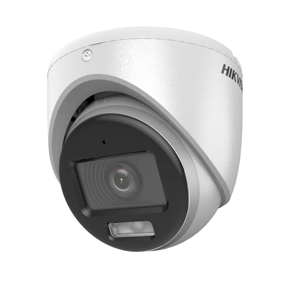 Camera supraveghere exterior ColorVu Hikvision DS-2CE70KF0T-LMFS(2.8MM), 3K, Smart Hybrid cu LED alb si IR 20 m, 2.8 mm, microfon