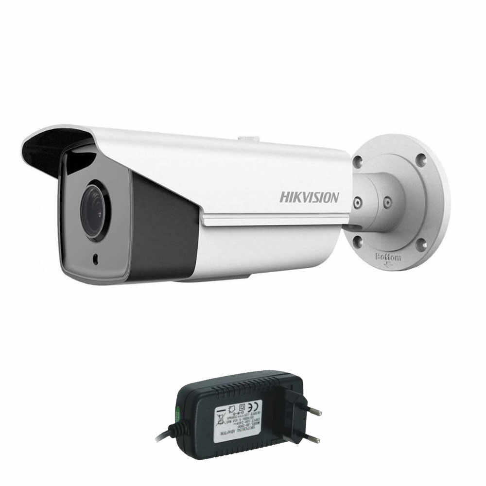 Camera supraveghere exterior IP Hikvision DS-2CD2T83G0-I8, 8 MP, IR 80 m, 2.8 mm + alimentare
