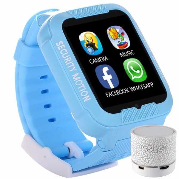 Ceas GPS Copii iUni Kid3, Telefon incorporat, Touchscreen 1.54 inch, Bluetooth, Notificari, Camera, Albastru + Boxa Cadou