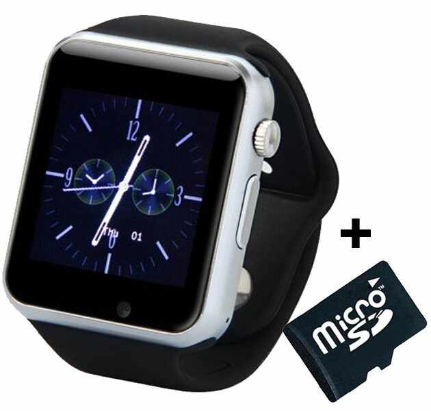 Ceas Smartwatch cu Telefon iUni A100i, BT, LCD 1.54 Inch, Camera, Negru + Card MicroSD 4GB Cadou