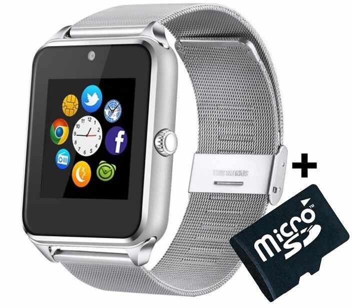 Ceas Smartwatch cu Telefon iUni GT08s Plus, Curea Metalica, Touchscreen, Camera, Silver + Card MicroSD 4GB
