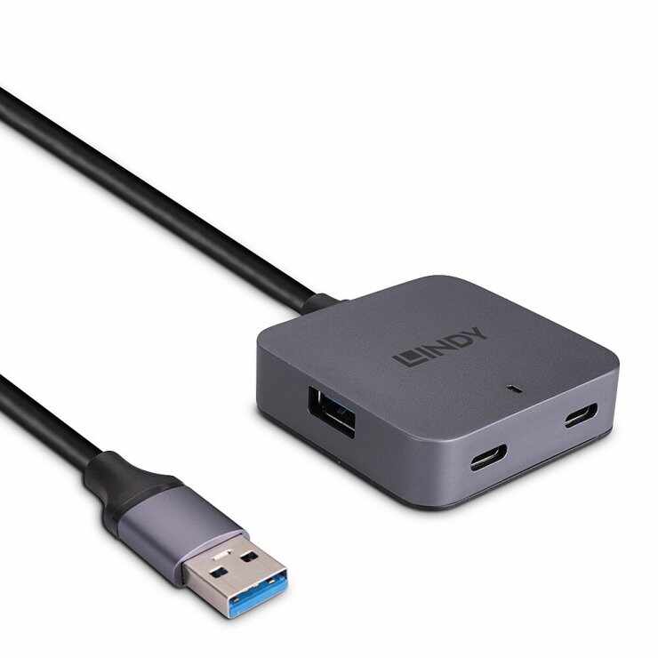 Cablu activ prelungitor USB 3.2 cu HUB 2 x USB-A + 2 x USB type C T-M 10m, Lindy L43389