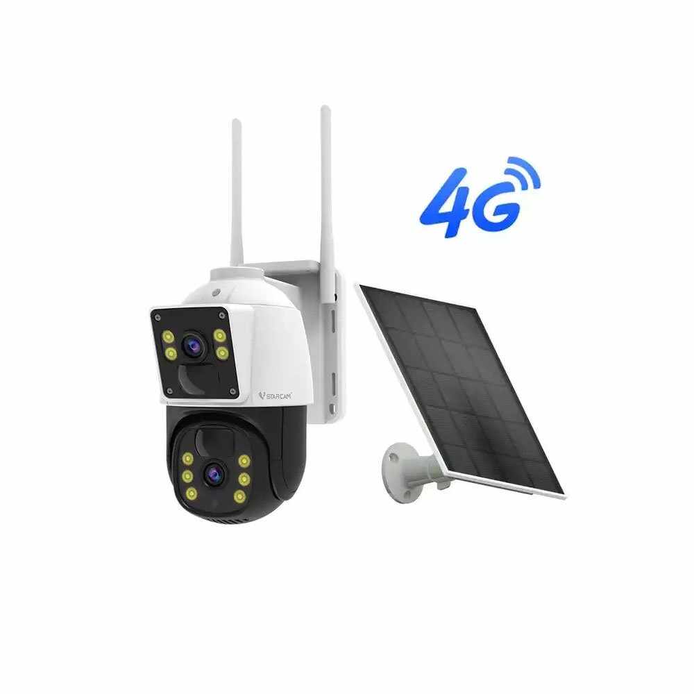 Camera supraveghere wireless GSM Vstarcam BG66DR, 2 MP, 4G, cu lentila duala 4 mm, IR/lumina alba 30 m, microfon si difuzor, slot card, auto tracking + panou solar