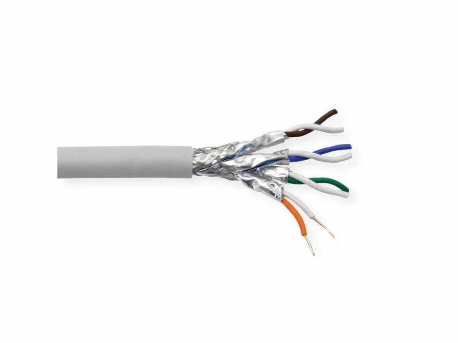 Rola 100m cablu de retea RJ45 S/FTP Cat.8 fir solid LSOH Gri, Value 21.99.1800