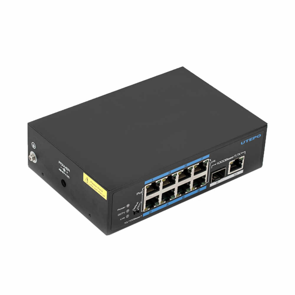 Switch ethernet industrial PoE Utepo UTP7108E-POE, 8 porturi, 5.6Gbps, 5 W