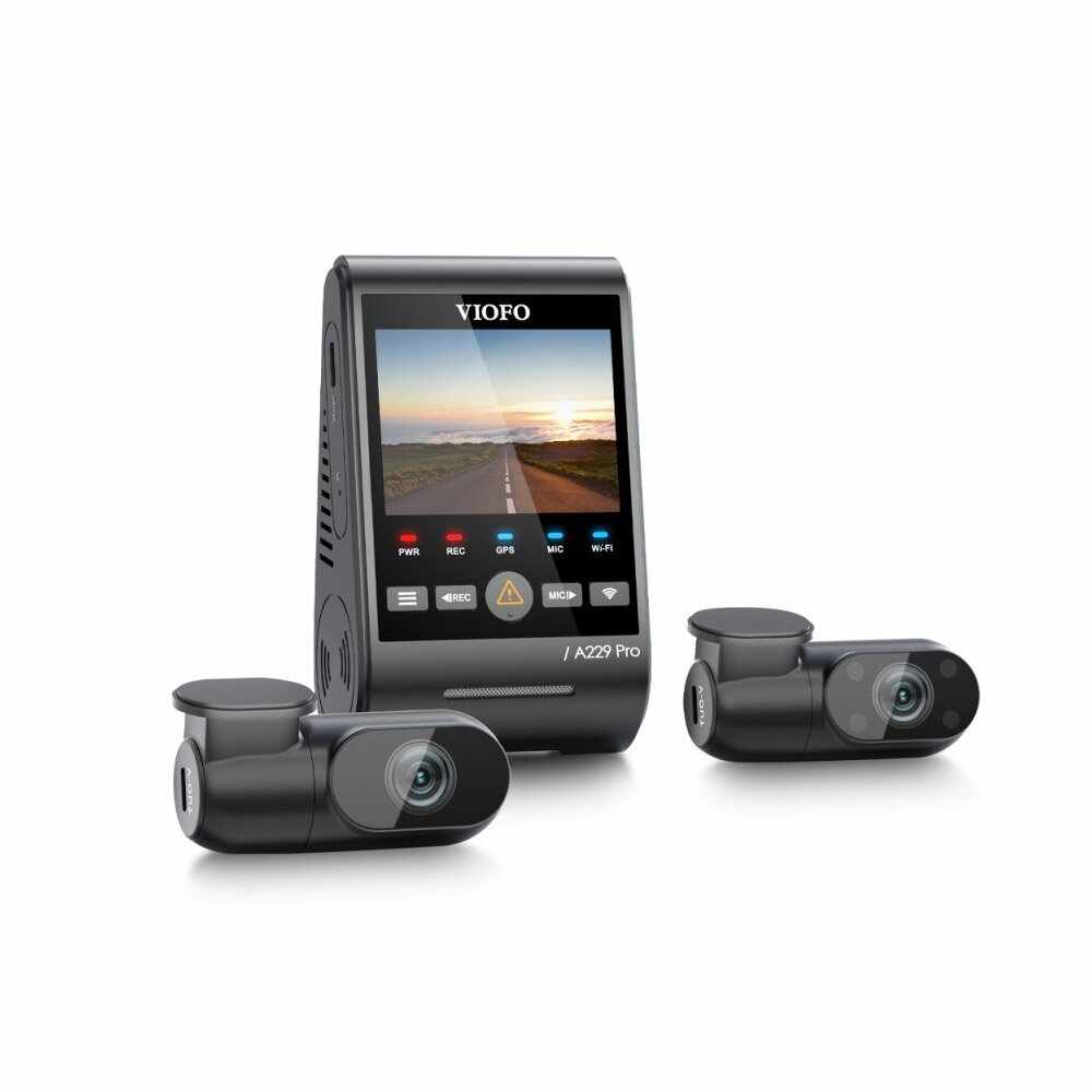 Camera auto tripla Viofo A229-PRO-4K-3CH, 4K/2K/Full HD, WiFi, GPS Logger, microfon, slot card, super night vision 2.0