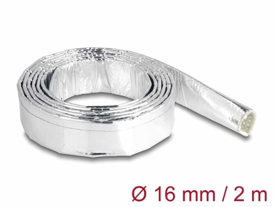 Organizator cabluri/manson din fibra de sticla si aluminiu 2m x 16mm, Delock 19003