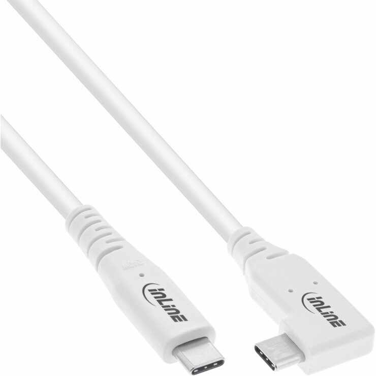 Cablu USB 4 type C drept/unghi 90 grade 240W/8K60Hz T-T 0.5m Alb, InLine IL35916W