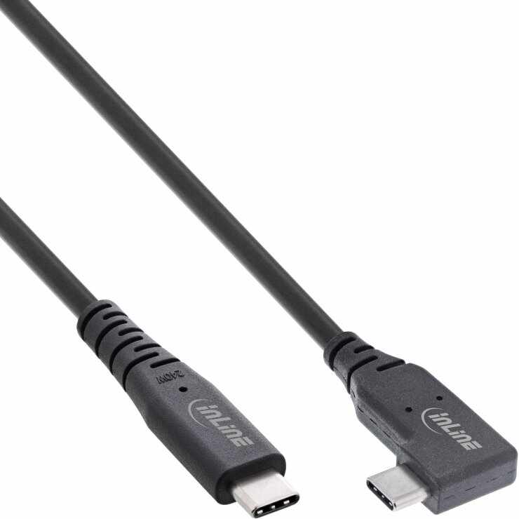 Cablu USB 4 type C drept/unghi 90 grade 240W/8K60Hz T-T 0.5m Negru, InLine IL35916I