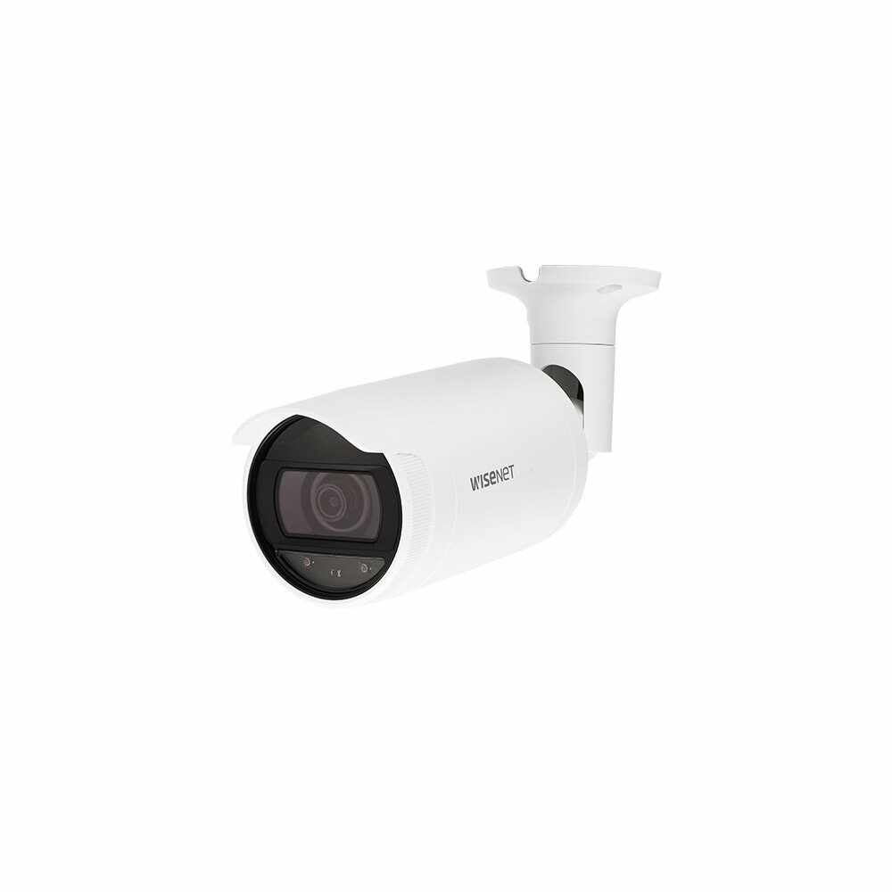 Camera supraveghere exterior IP Hanwha ANO-L7012R, 4 MP, 3 mm, slot card, IR 20 m, PoE, detectare miscare