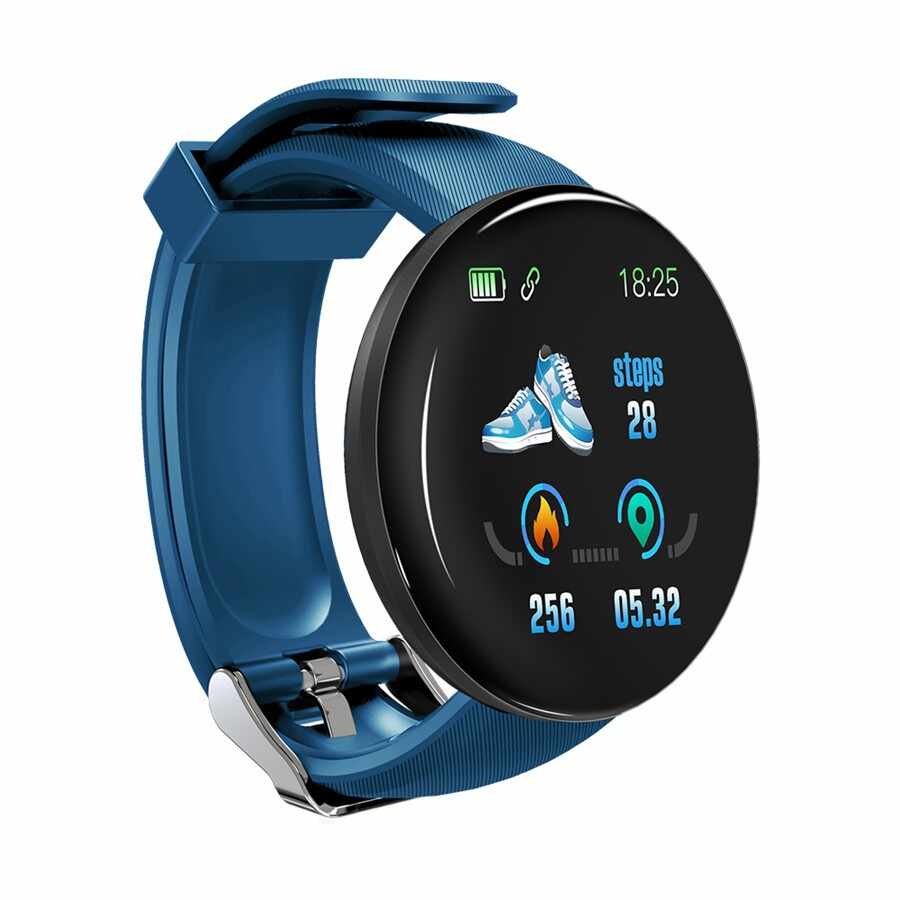 Bratara Fitness Smartband Techstar® D18 Waterproof IP65, Incarcare USB, Bluetooth 4.0, Display Touch Color OLED, Albastru