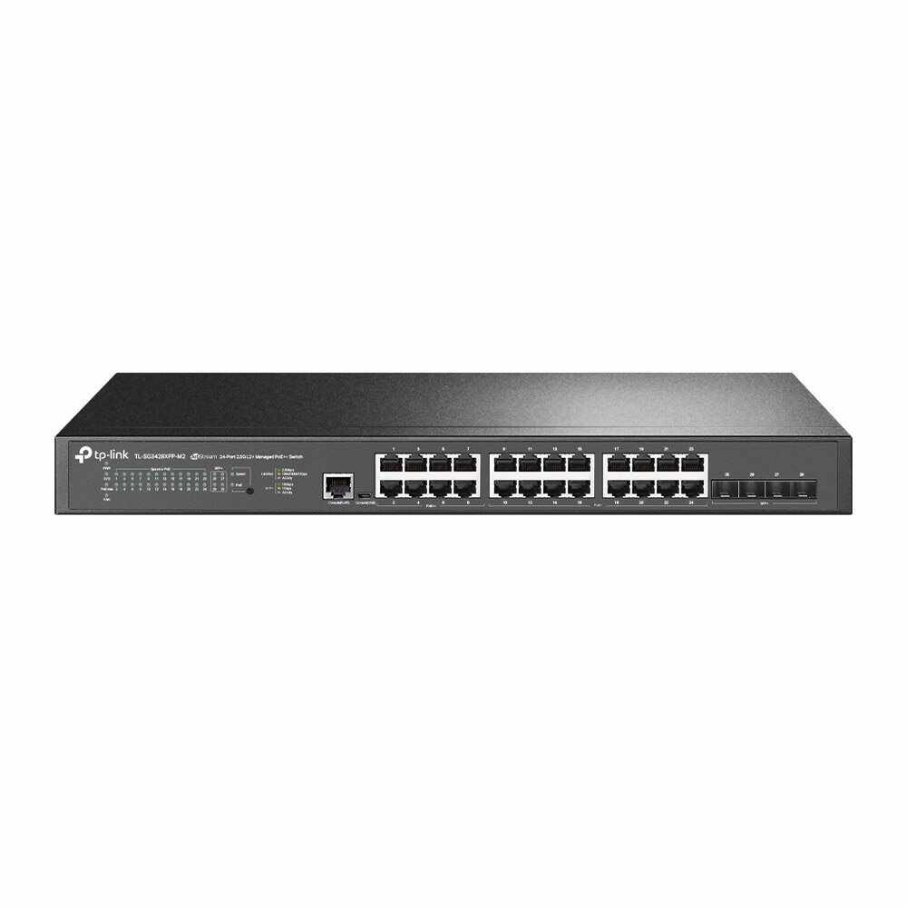Switch rackabil Gigabite cu 28 porturi TP-Link Jetstream TL-SG3428XPP-M2, 200 Gbps, 148.80 Mpps, 32000 MAC, Omada SDN, PoE, cu administrare
