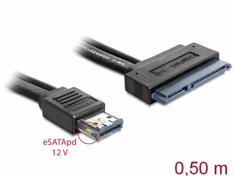 Cablu eSATAp 12V la SATA 22 pini HDD 2.5/3.5