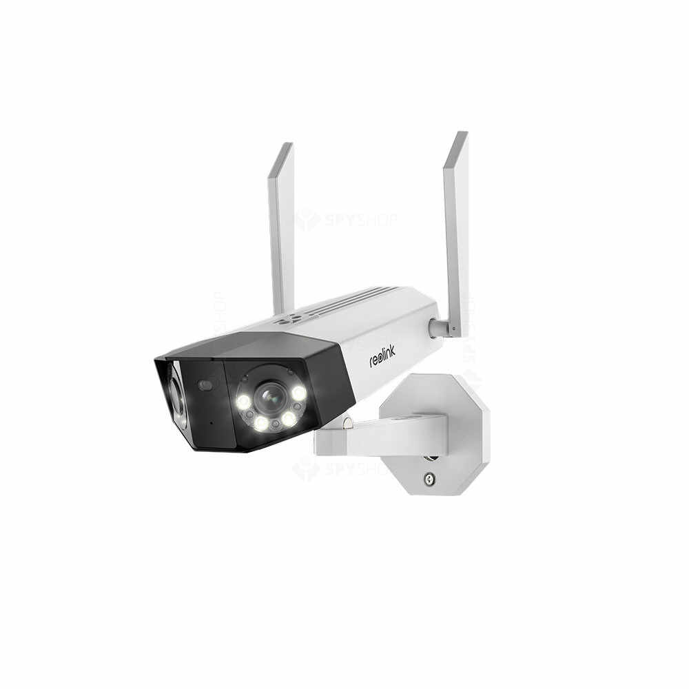 Camera supraveghere IP exterior Reolink Duo WiFi W730, 8MP, unghi vizual 180 grade, slot card, lumina alba/IR 30 m, detectie oameni/vehicule, microfon, difuzor
