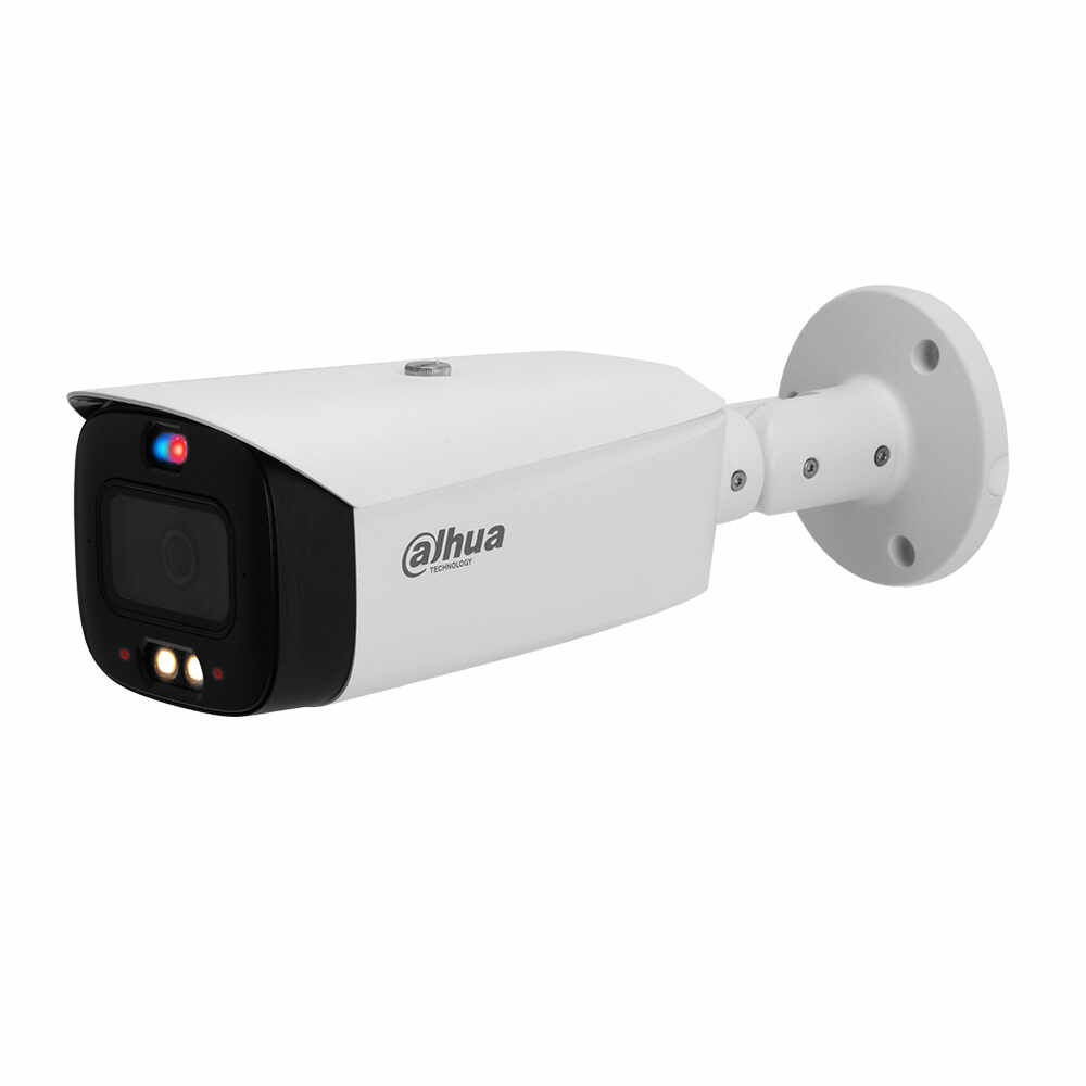 Camera supraveghere exterior IP cu iluminare duala Dahua WizSense Active Deterrence IPC-HFW3849T1-AS-PV-0360B-S4, 8 MP, lumina alba/IR 30 m, 3.6 mm, microfon, slot card, PoE