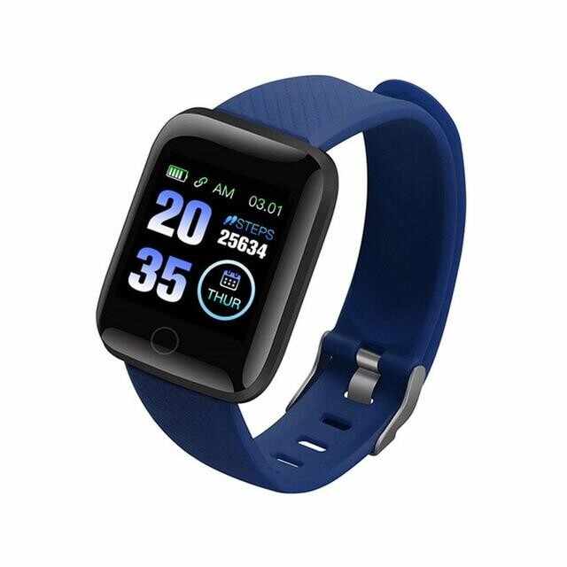 Ceas Smartwatch Techstar® D13 Albastru Inchis, Bluetooth 4.0, Compatibil Android & iOS, Unisex, Rezistent la Apa,