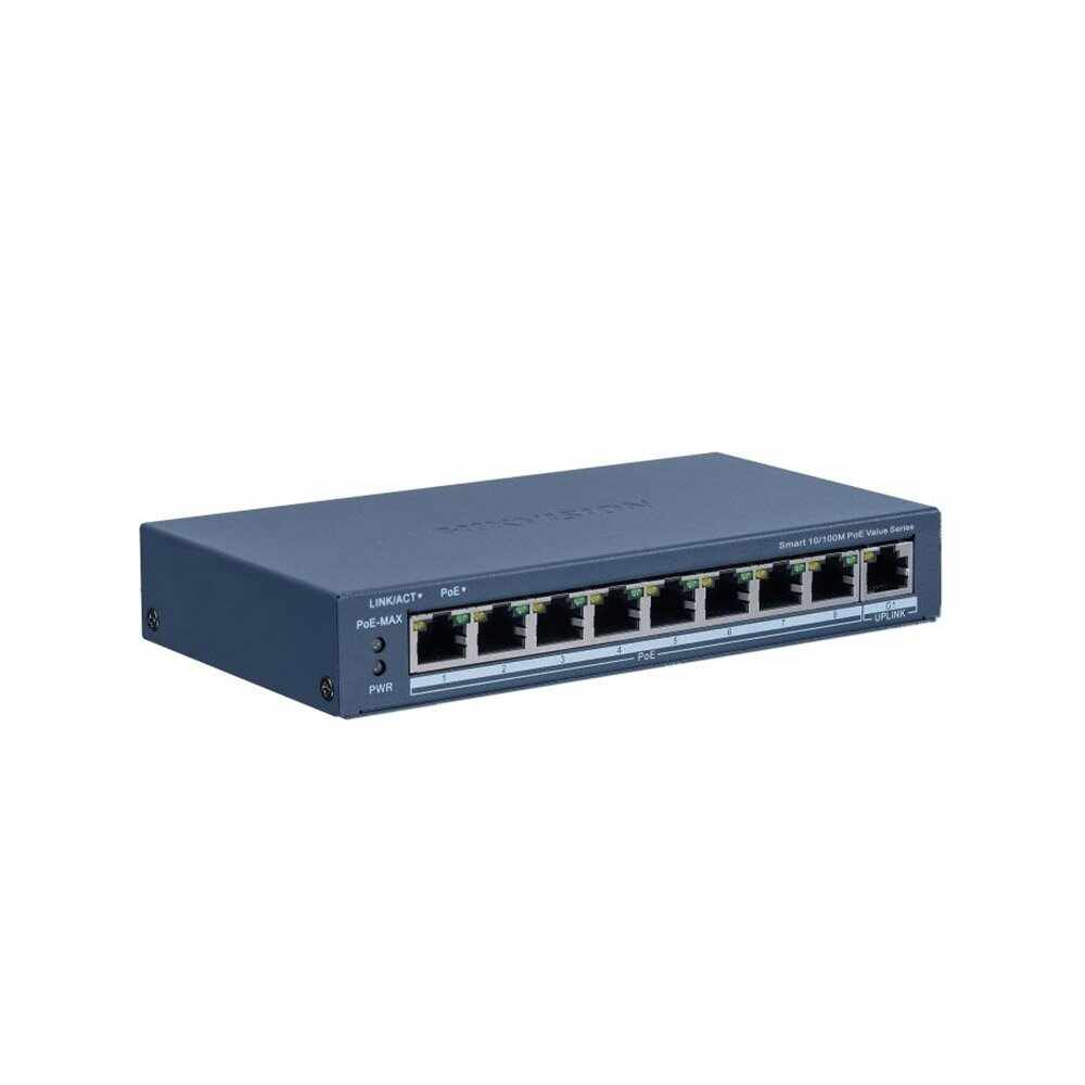 Switch smart cu 9 porturi Hikvision DS-3E1309P-EI/M, 3.6 Gbps, 2.6784 Mpps, PoE, cu administrare