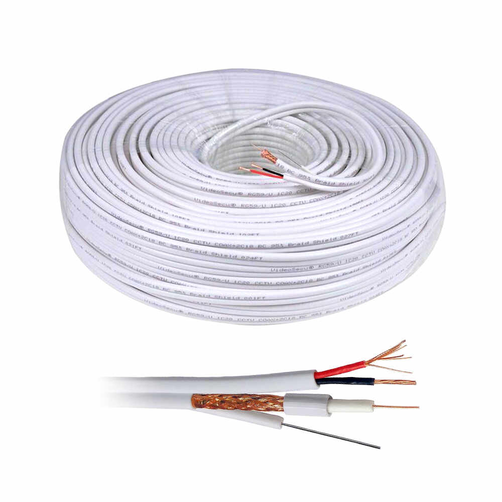 Cablu coaxial RG59 + Alimentare 2x0.75 cu sufa, cupru, rola 100 m