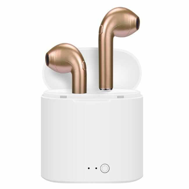 Casti Audio Wireless cu Bluetooth i7S Gold Tip in-ear pentru IOS si Android
