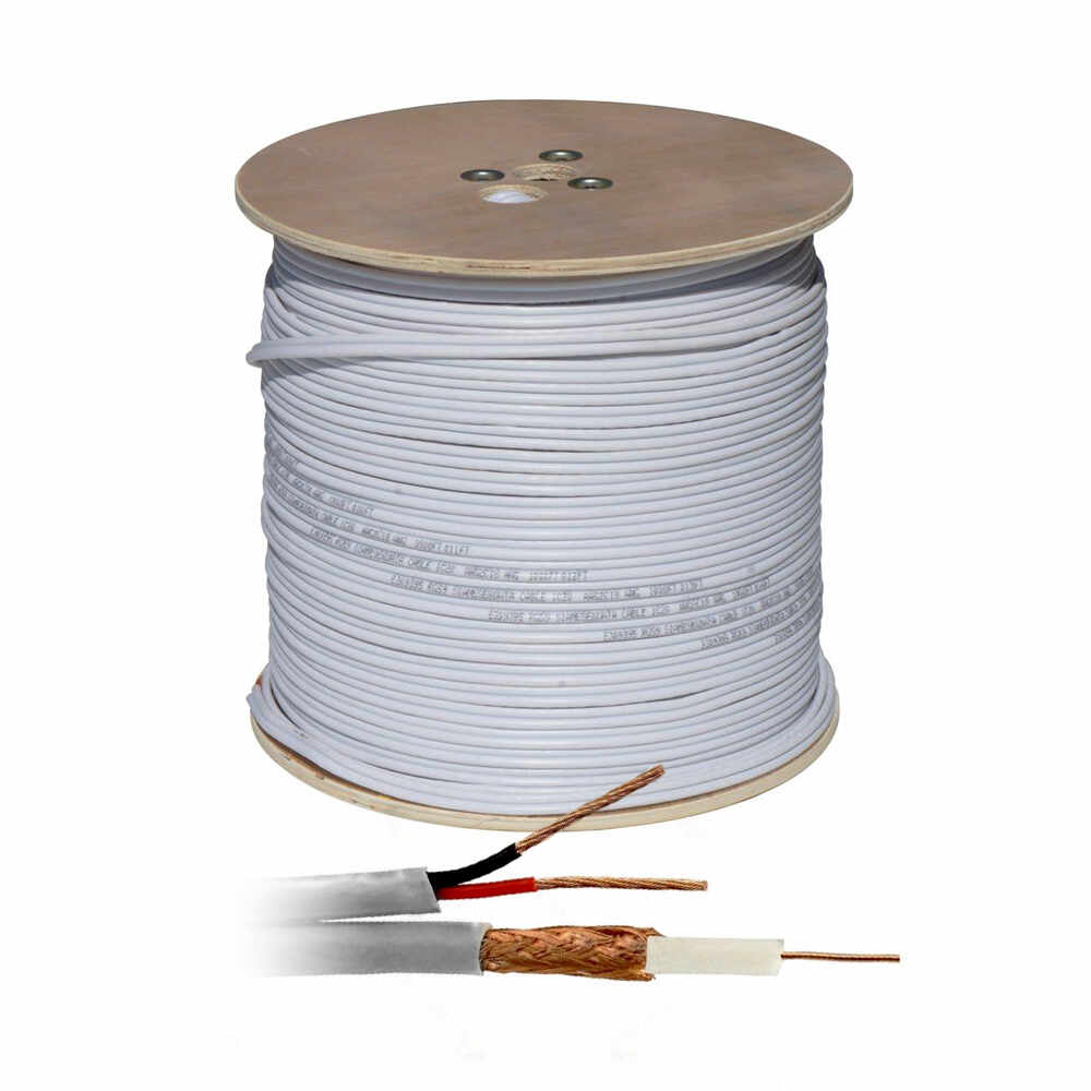 Cablu coaxial siamez RG 59 + Alimentare 2x0.75 (200 m), cupru, gri