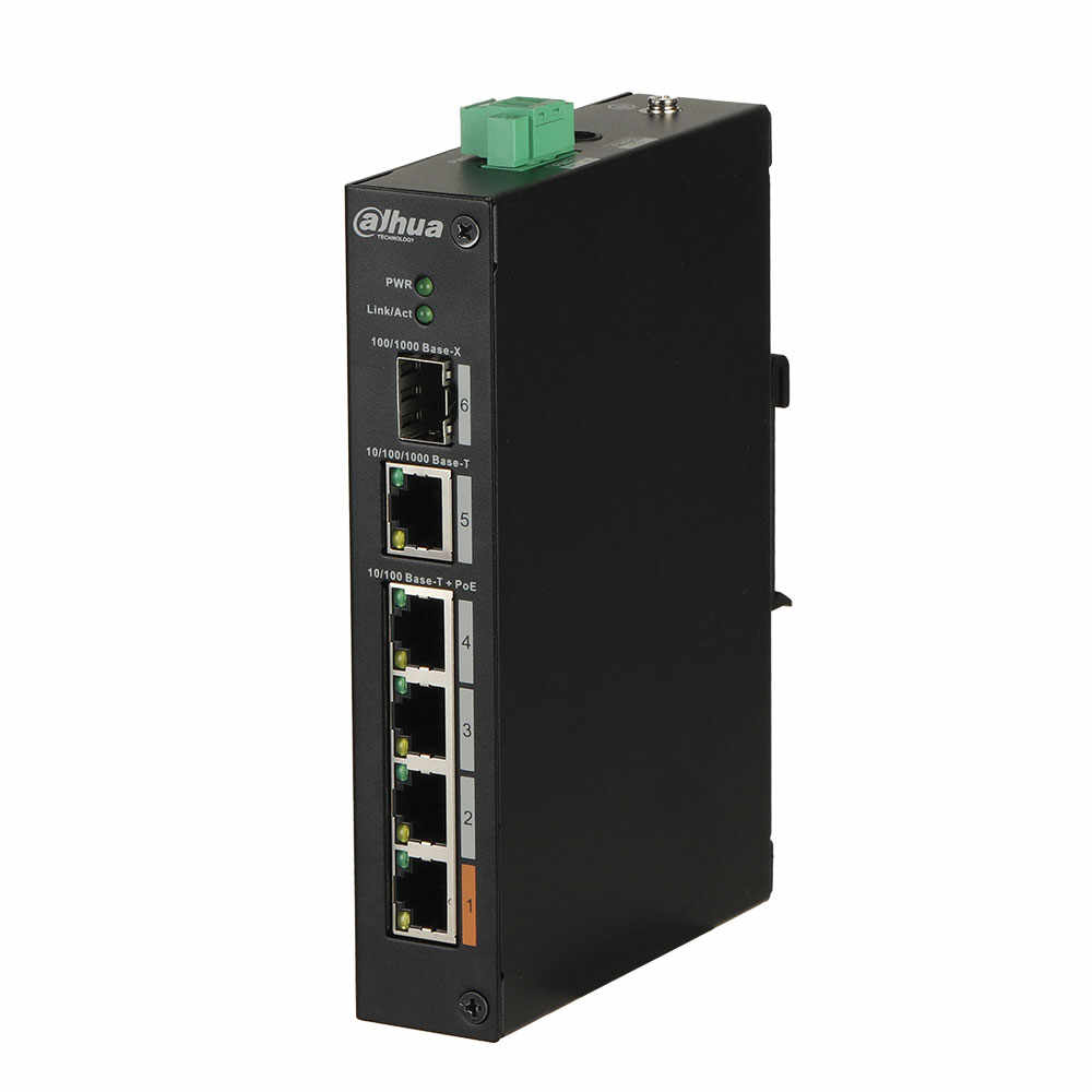 Switch cu 4 porturi PoE Dahua PFS3106-4ET-60