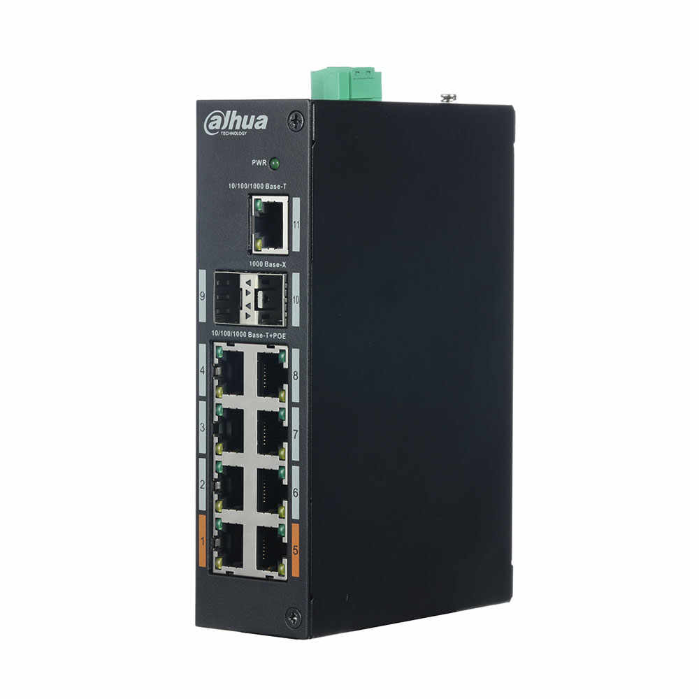 Switch cu 8 porturi PoE Dahua PFS3211-8GT-120