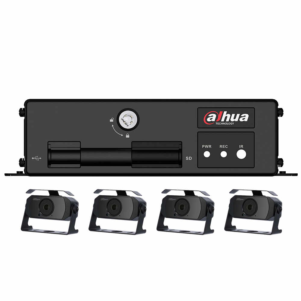 Kit supraveghere auto Dahua MXVR1004-HAC-HMW3100, 4 camere, 1 MP, IR 20 m, microfon