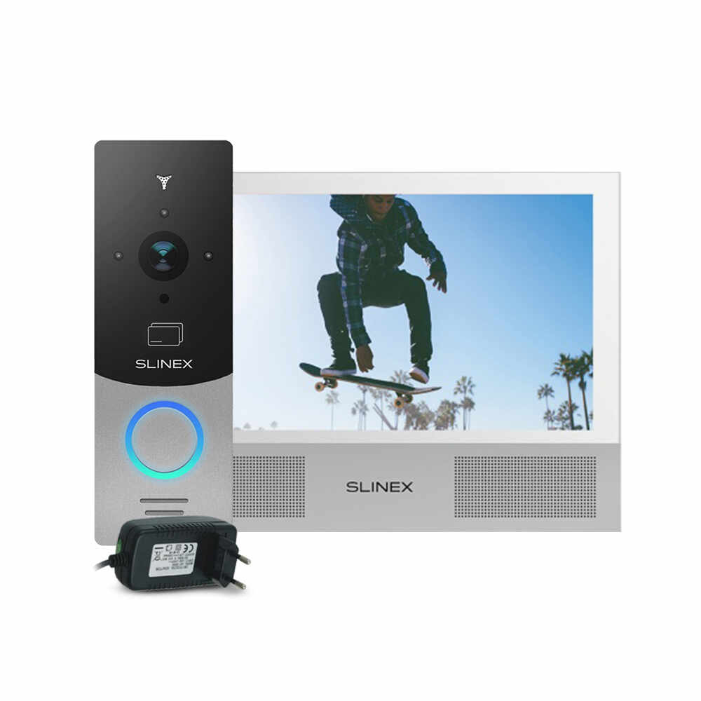 Kit videointerfon RFID Slinex ML-20CRHD-SB-SONIK-7-W-PA12/2A, 1 familie, aparent, 7 inch, touchscreen, IR 1.5 m, Full HD